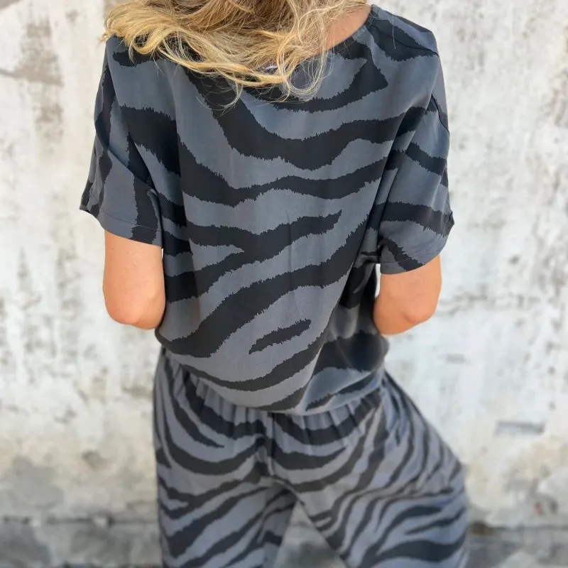 🔥 Hot Sale🔥Women's Zebra Print V-Neck Top & Pants Two-Piece Set