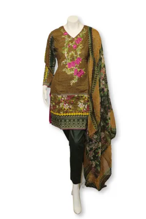 A17 Pakistani Indian Fine Design 3 Pcs Embroidered  Lawn Suit