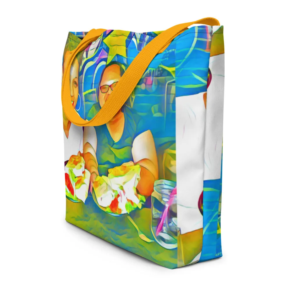 Airfros And Babyhairs Blue Mukbang Print Tote