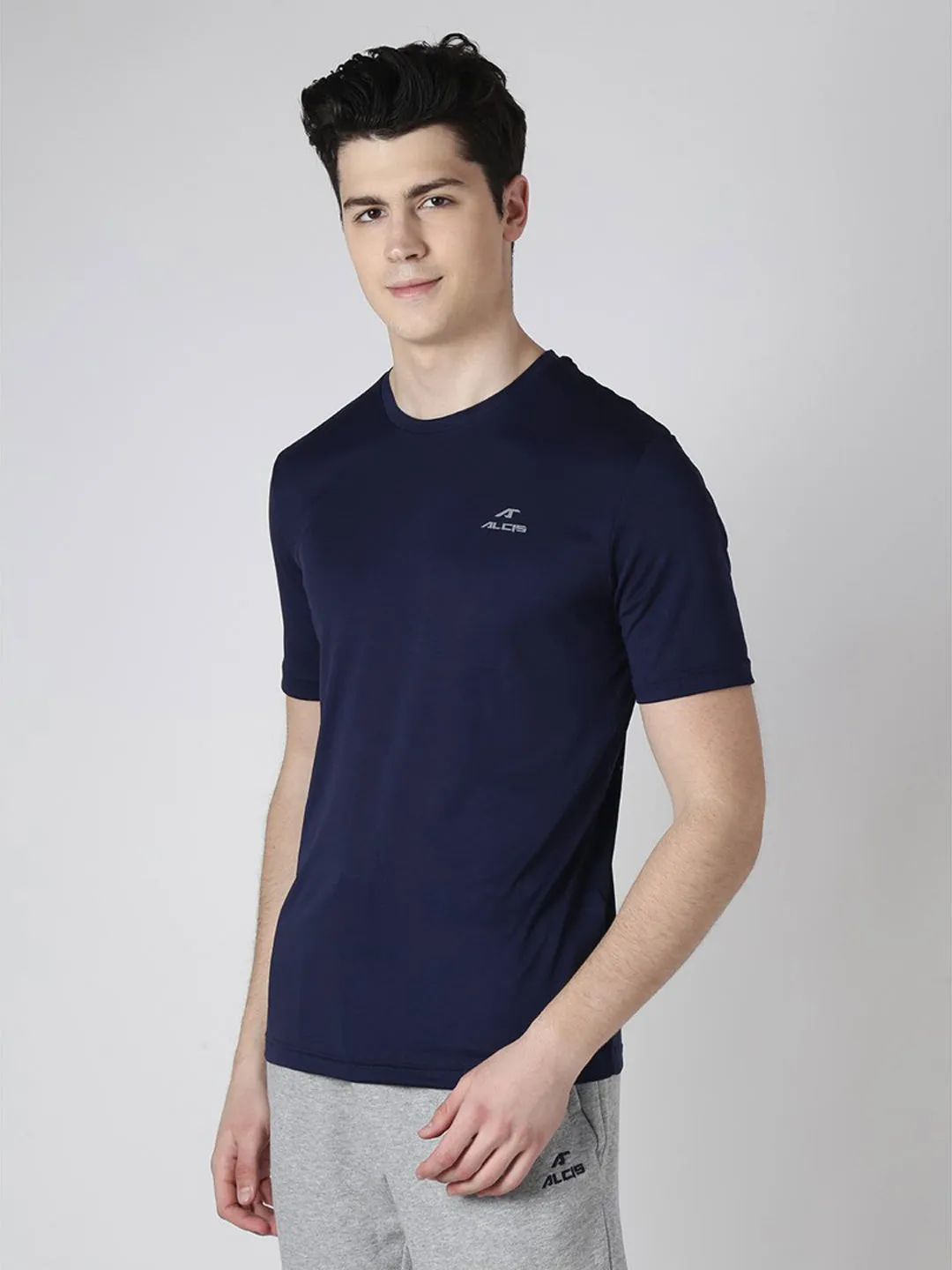 Alcis Men Navy Blue Running Round Neck Wonder T-Shirt