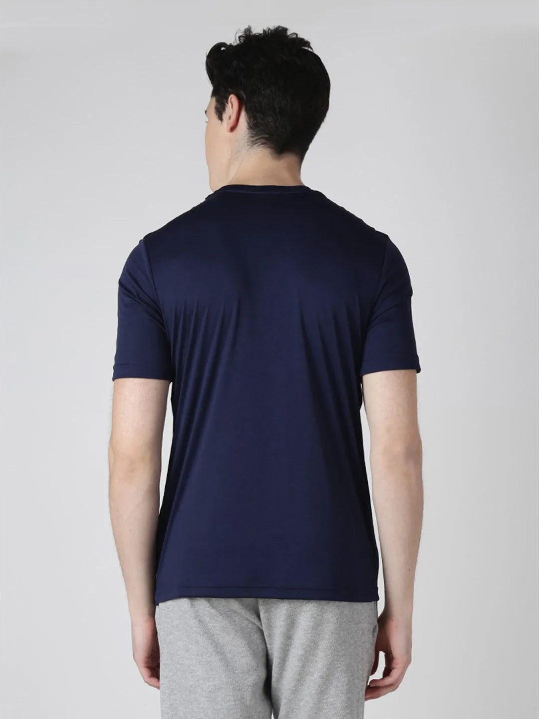 Alcis Men Navy Blue Running Round Neck Wonder T-Shirt