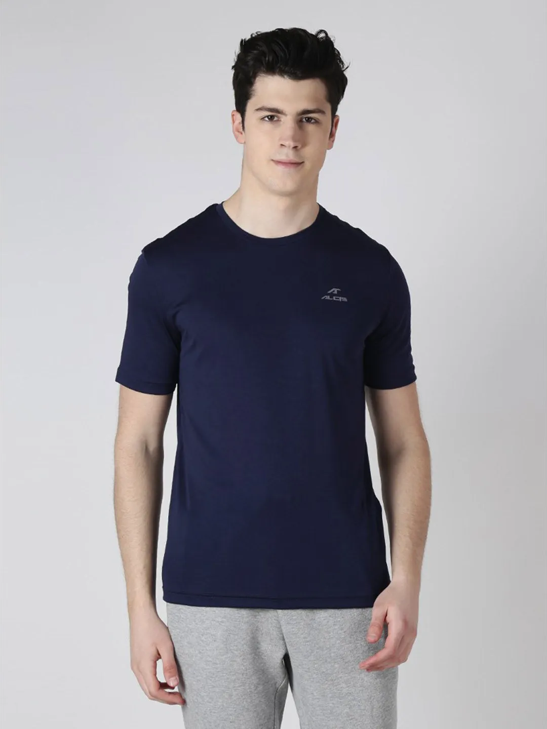 Alcis Men Navy Blue Running Round Neck Wonder T-Shirt