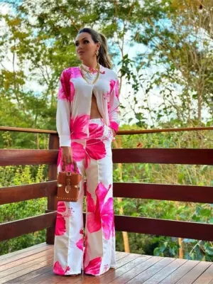 Andrea – Floral Print Women’s Spring & Autumn Office Set
