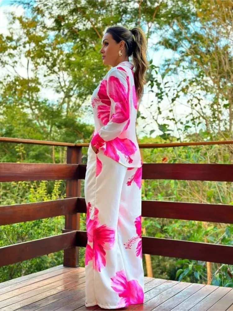 Andrea – Floral Print Women’s Spring & Autumn Office Set