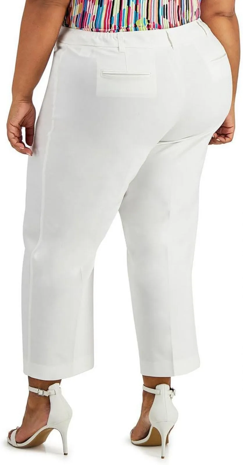 Anne Klein Womens Plus Straight Leg Ankle Cropped Pants Bright White 20W