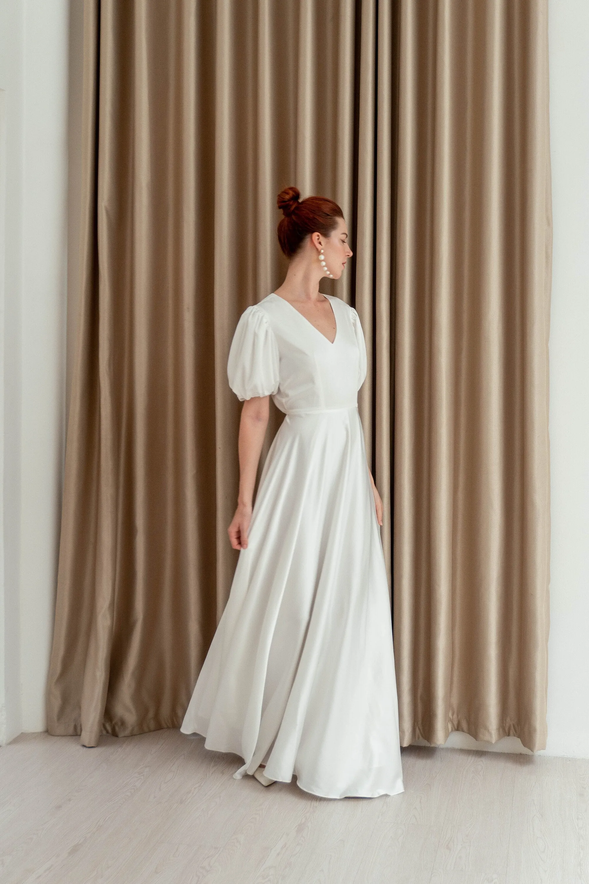 Antonella Puff Sleeves Floor Length Dress