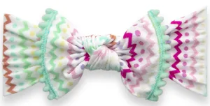 Baby Bling Easter Stripes Trimmed Printed Knot Headband