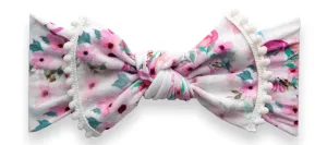 Baby Bling Flamingo Floral Trimmed Printed Knot Headband