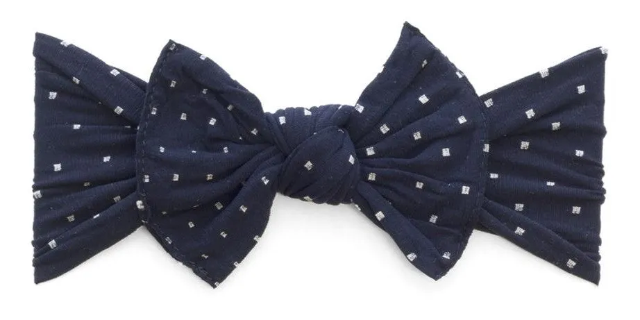 Baby Bling Navy Dot Patterned Knot Headband
