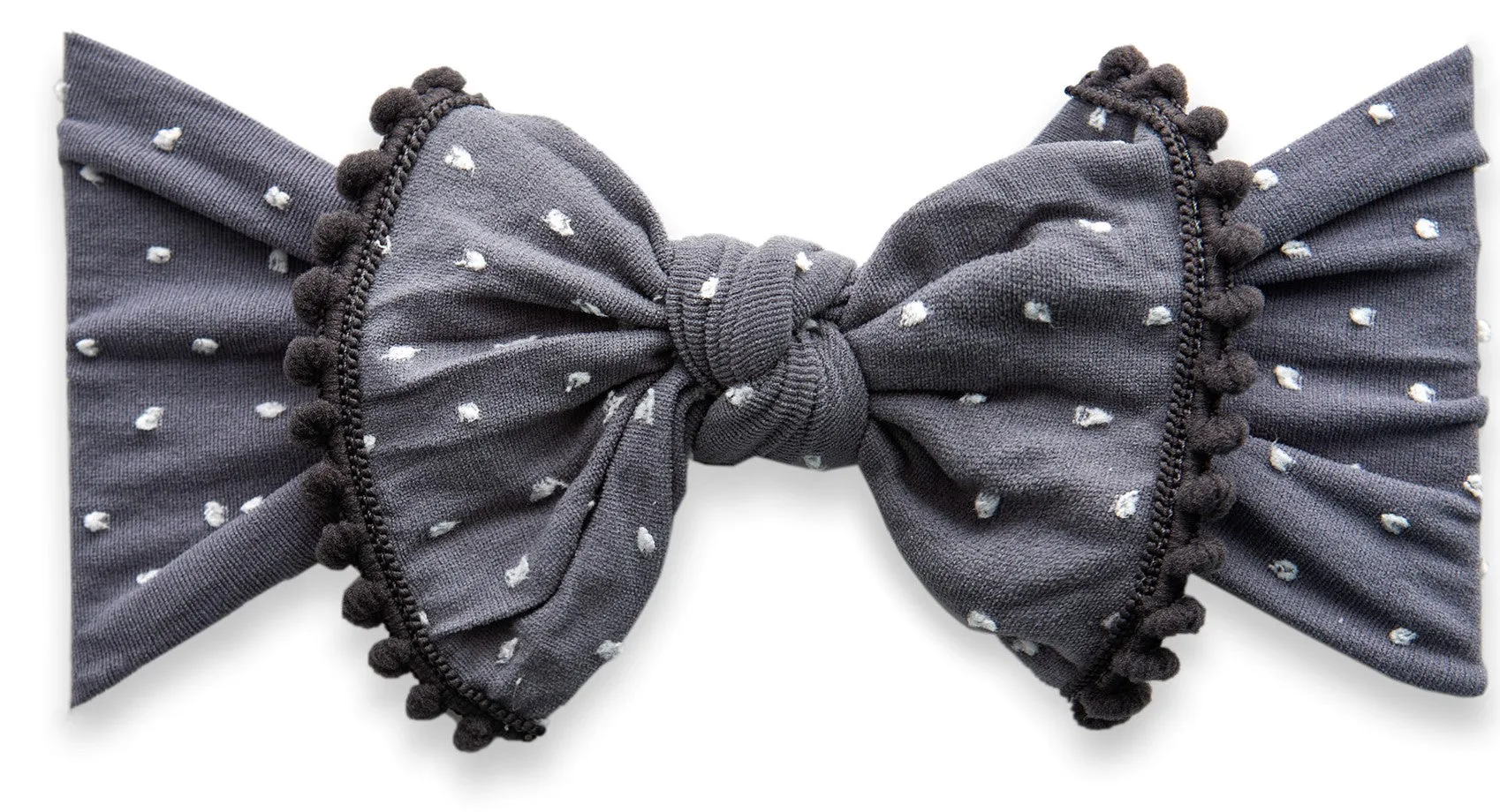 Baby Bling Storm Shabby Dot Pom Trimmed Knot Headband