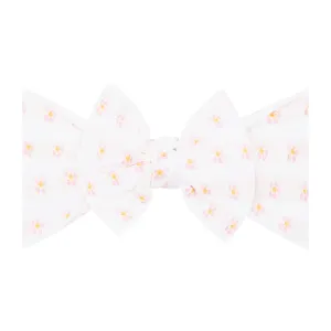 Baby Bling White / Pink Flower Patterned Knot Headband
