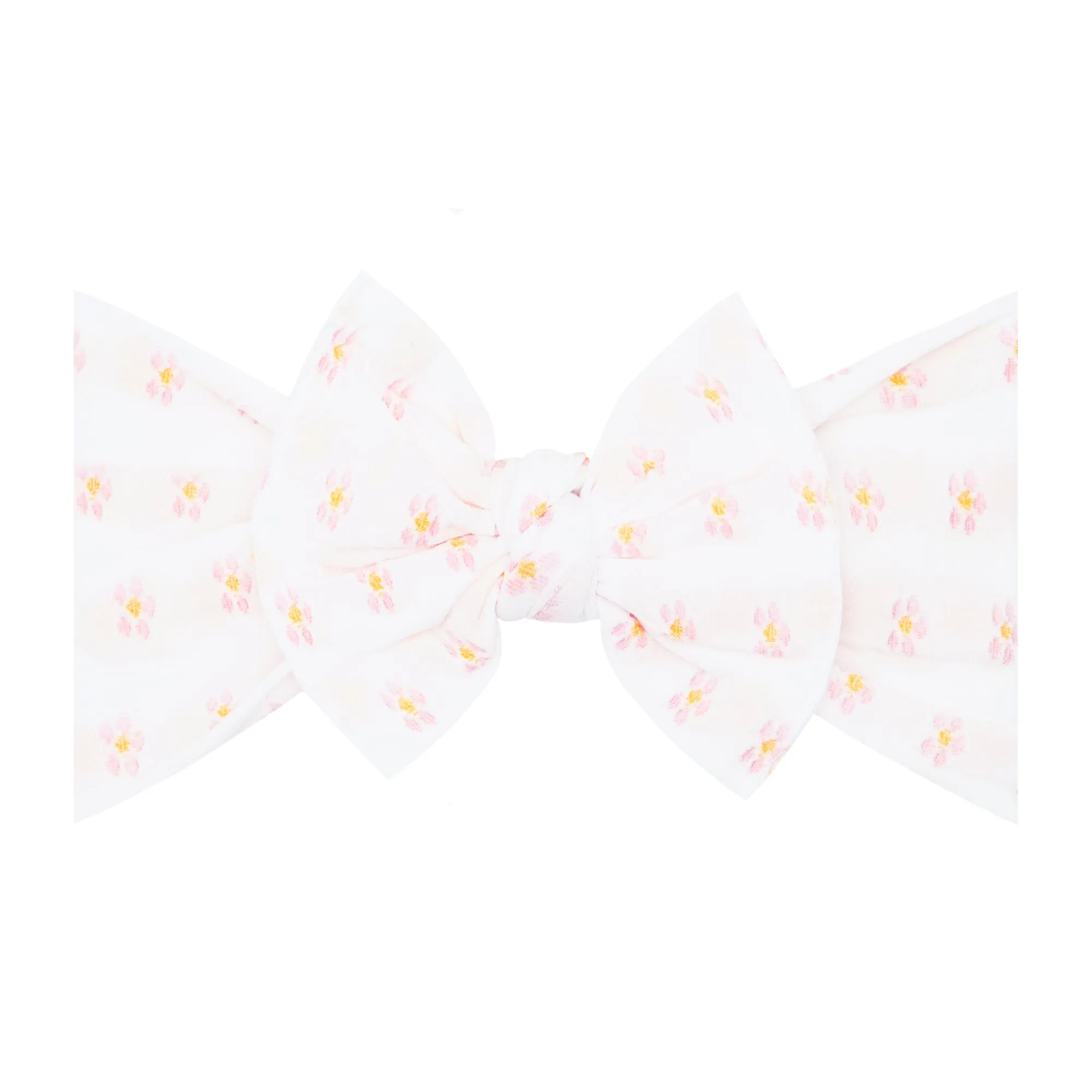 Baby Bling White / Pink Flower Patterned Knot Headband