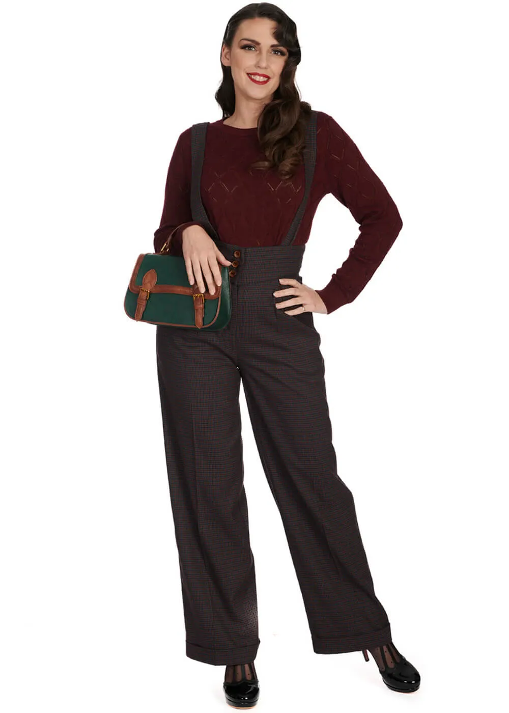 Banned Jenny Check 40's Trousers Navy