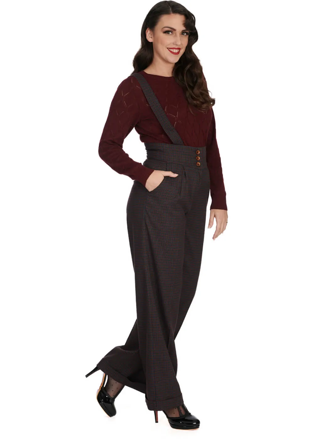 Banned Jenny Check 40's Trousers Navy