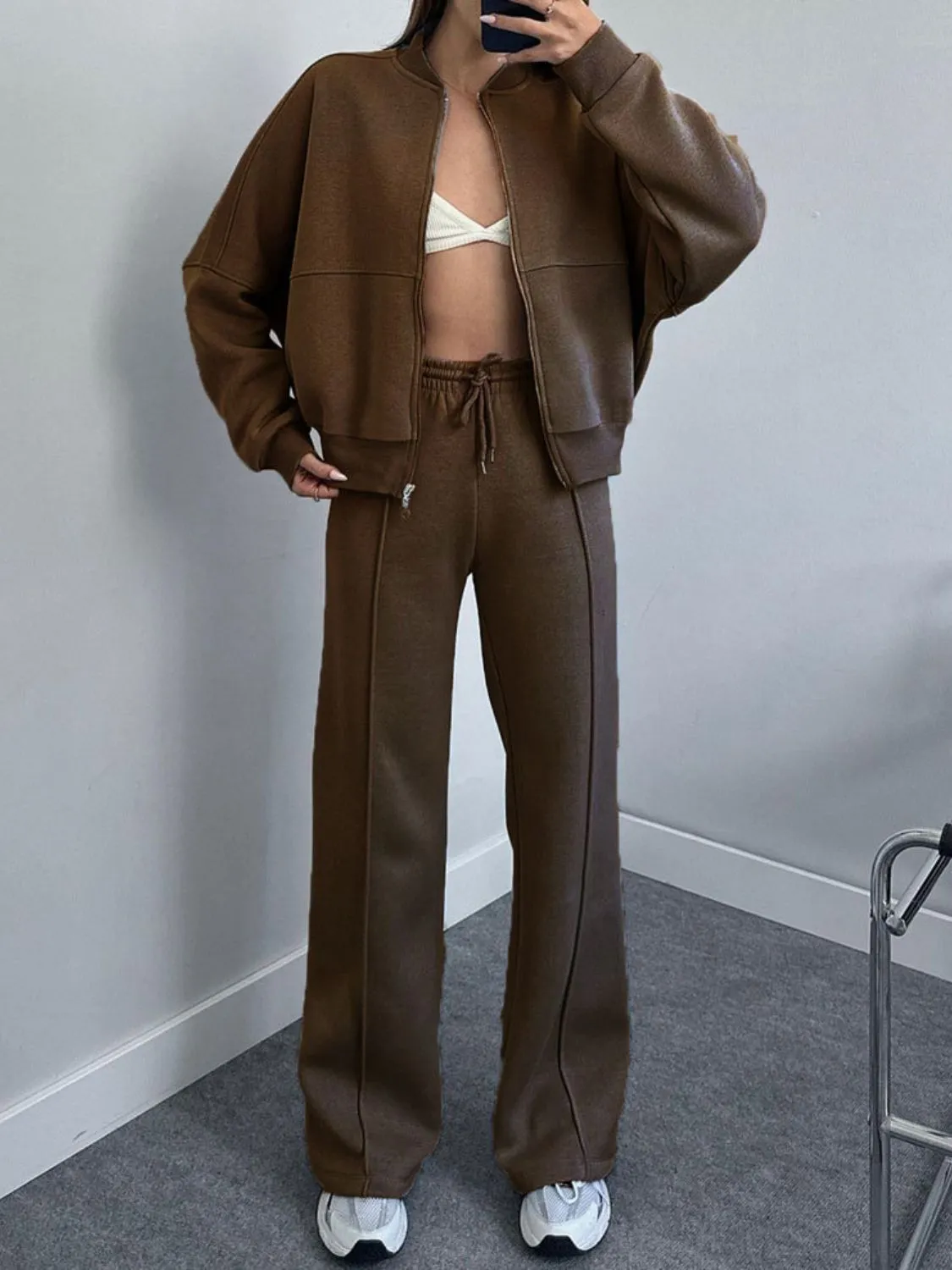 Baseball Collar Pants Set