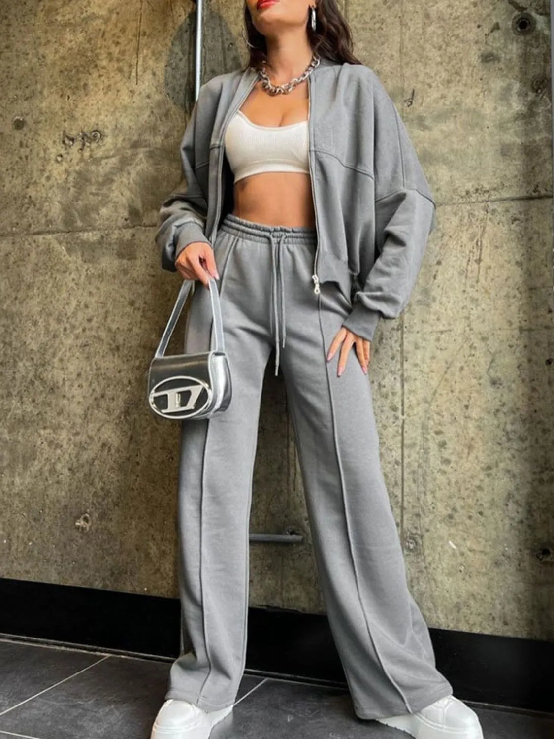 Baseball Collar Pants Set