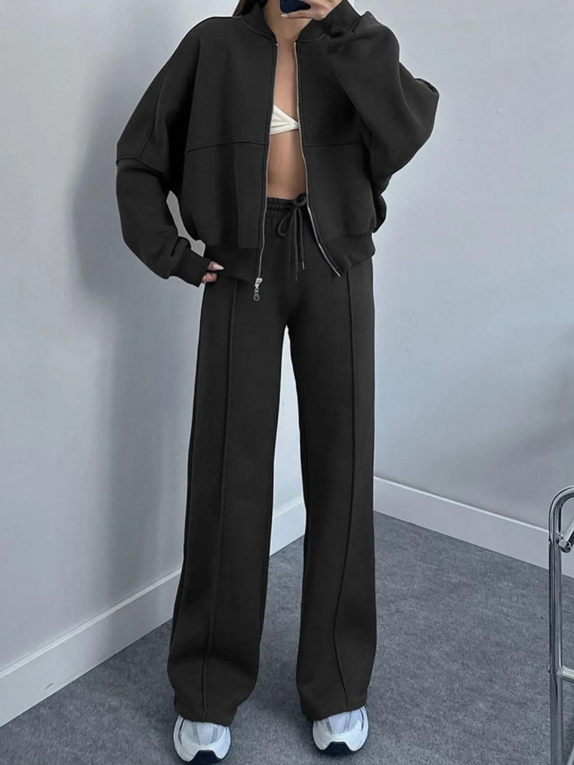 Baseball Collar Pants Set