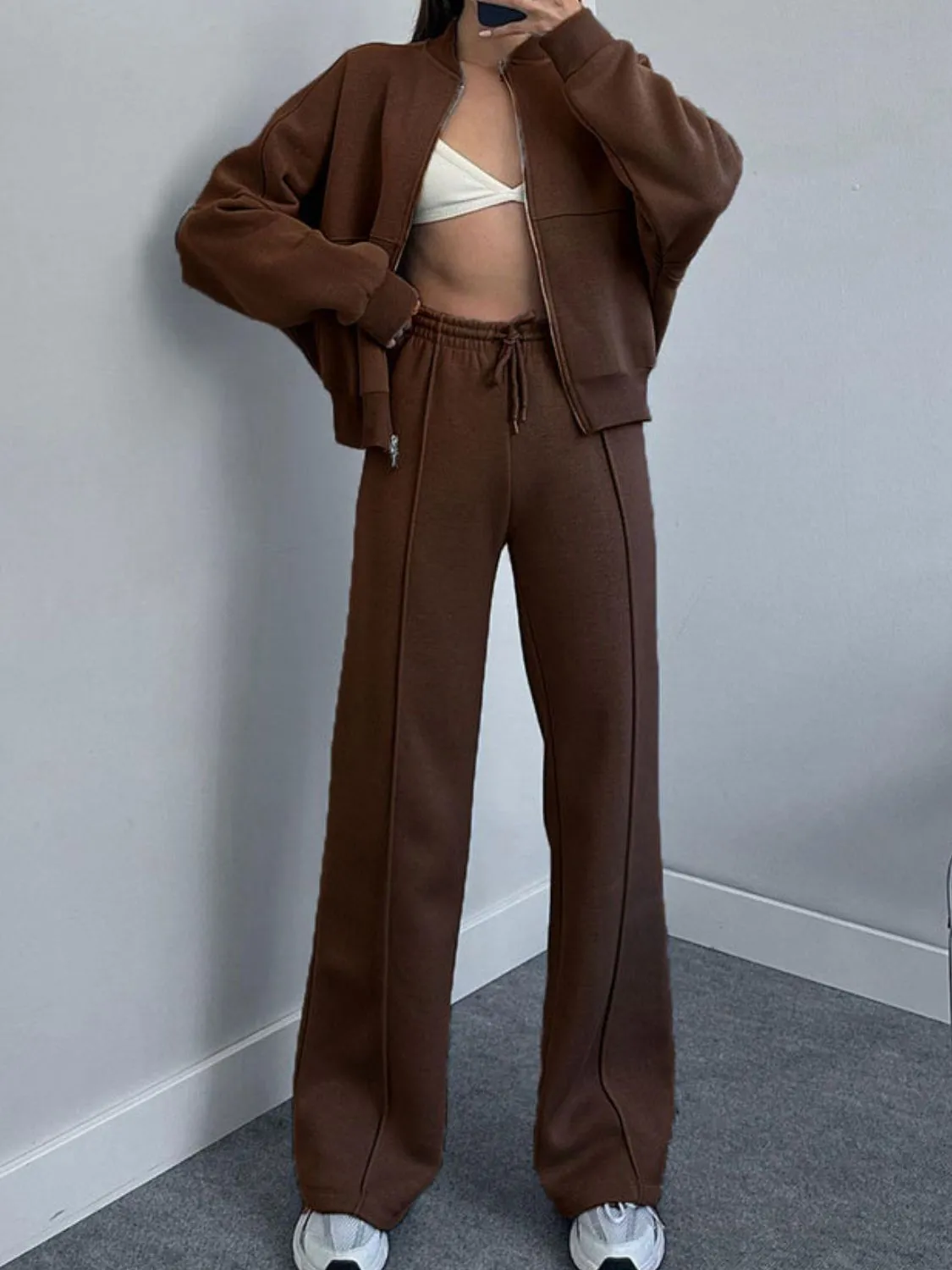Baseball Collar Pants Set