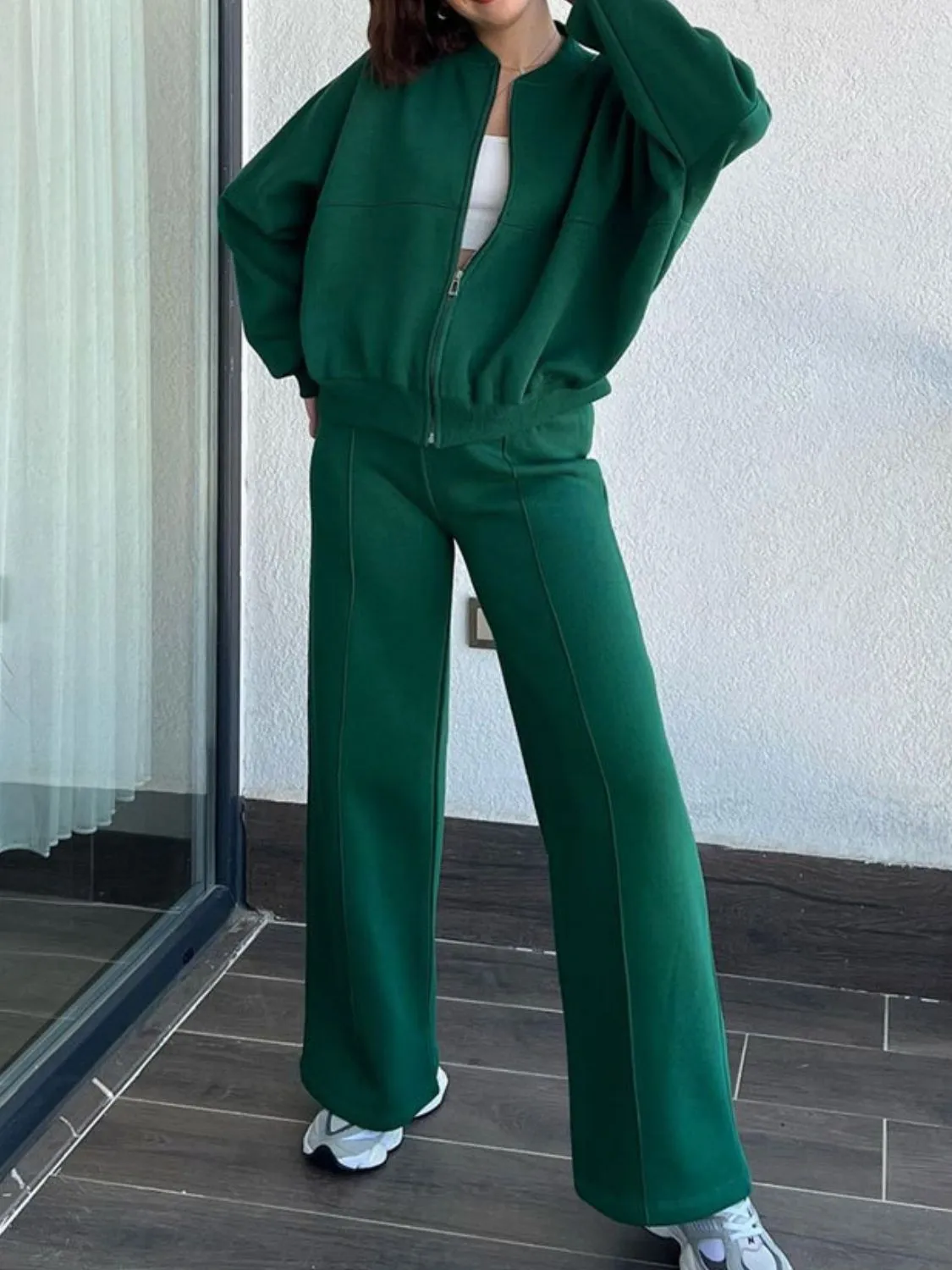 Baseball Collar Pants Set