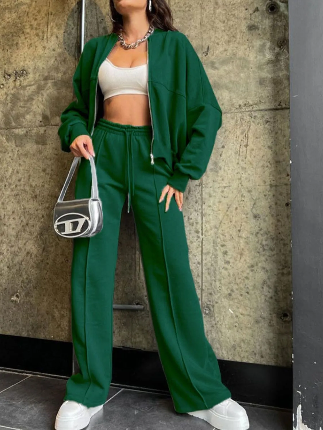 Baseball Collar Pants Set