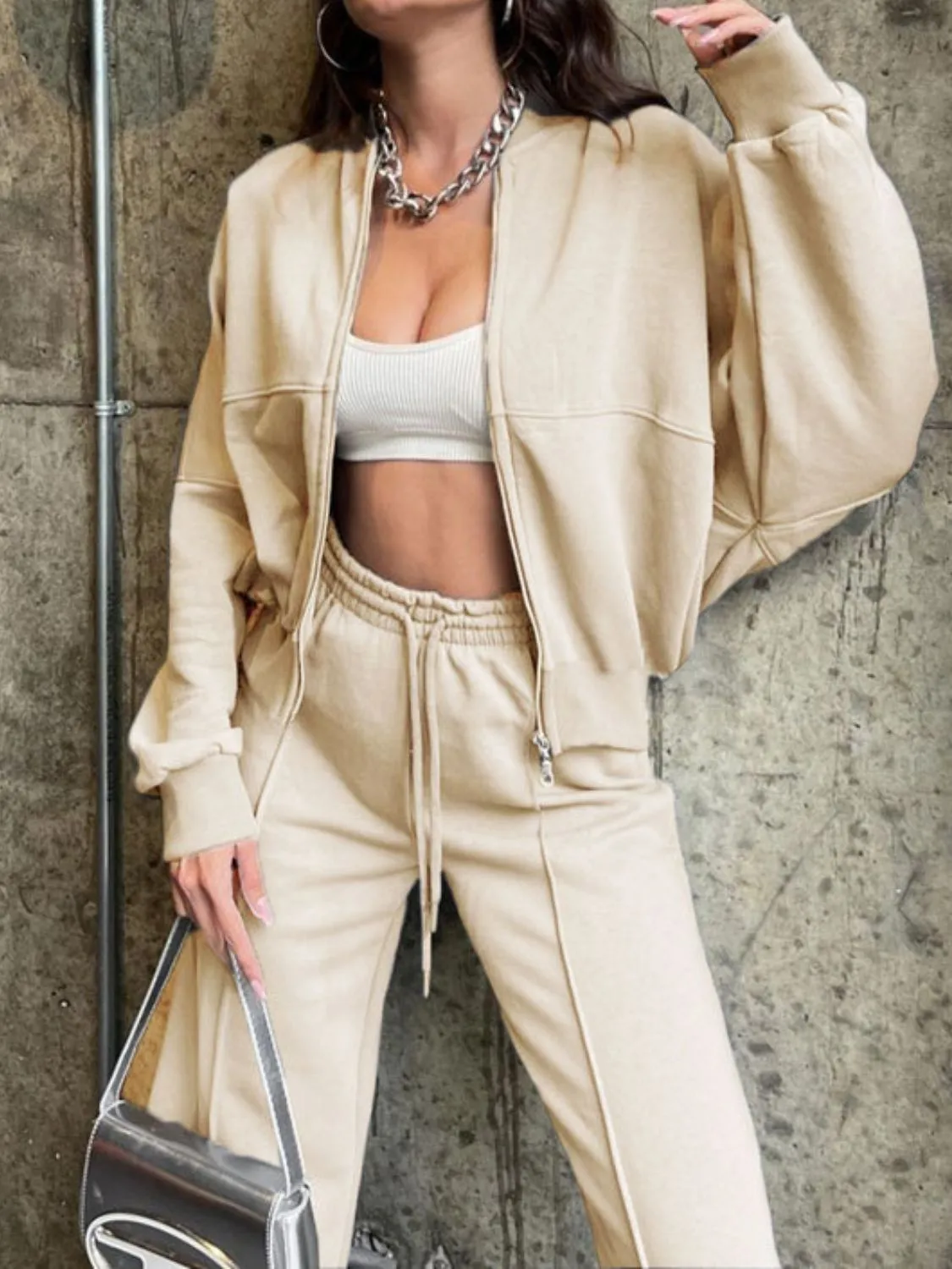 Baseball Collar Pants Set