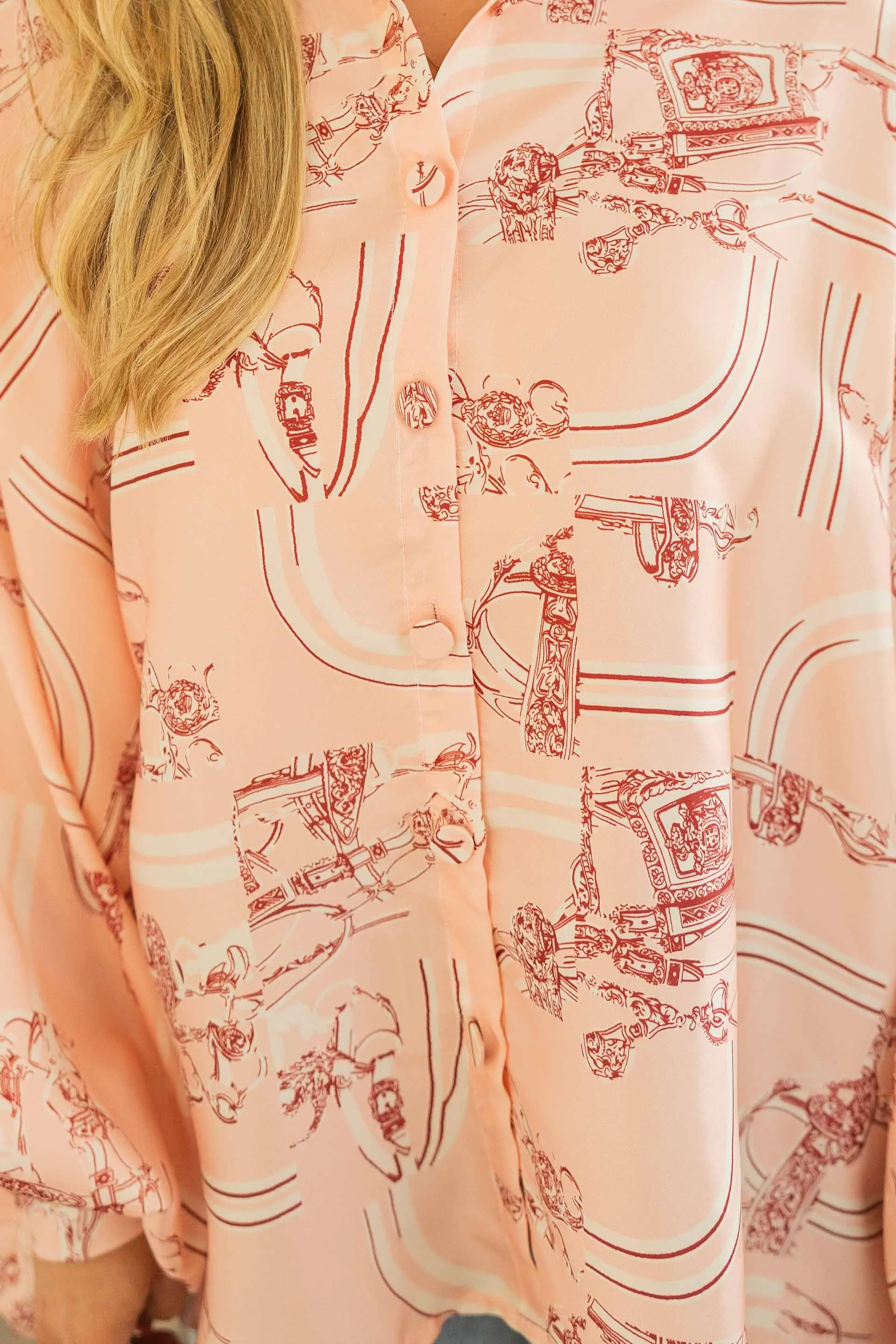 [BEULAH STYLE] ROSIE TOP EQUESTRIAN SATIN TOP