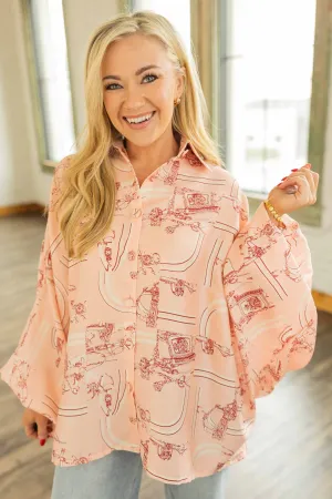 [BEULAH STYLE] ROSIE TOP EQUESTRIAN SATIN TOP