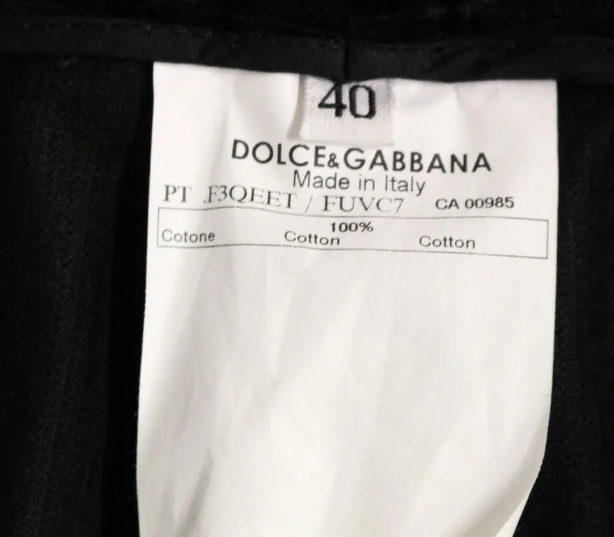 Black Corduroys Straight Logo Casual Pants