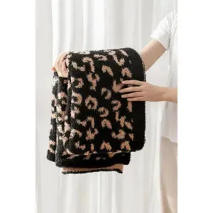 Black Leopard Grain Knitting Blanke