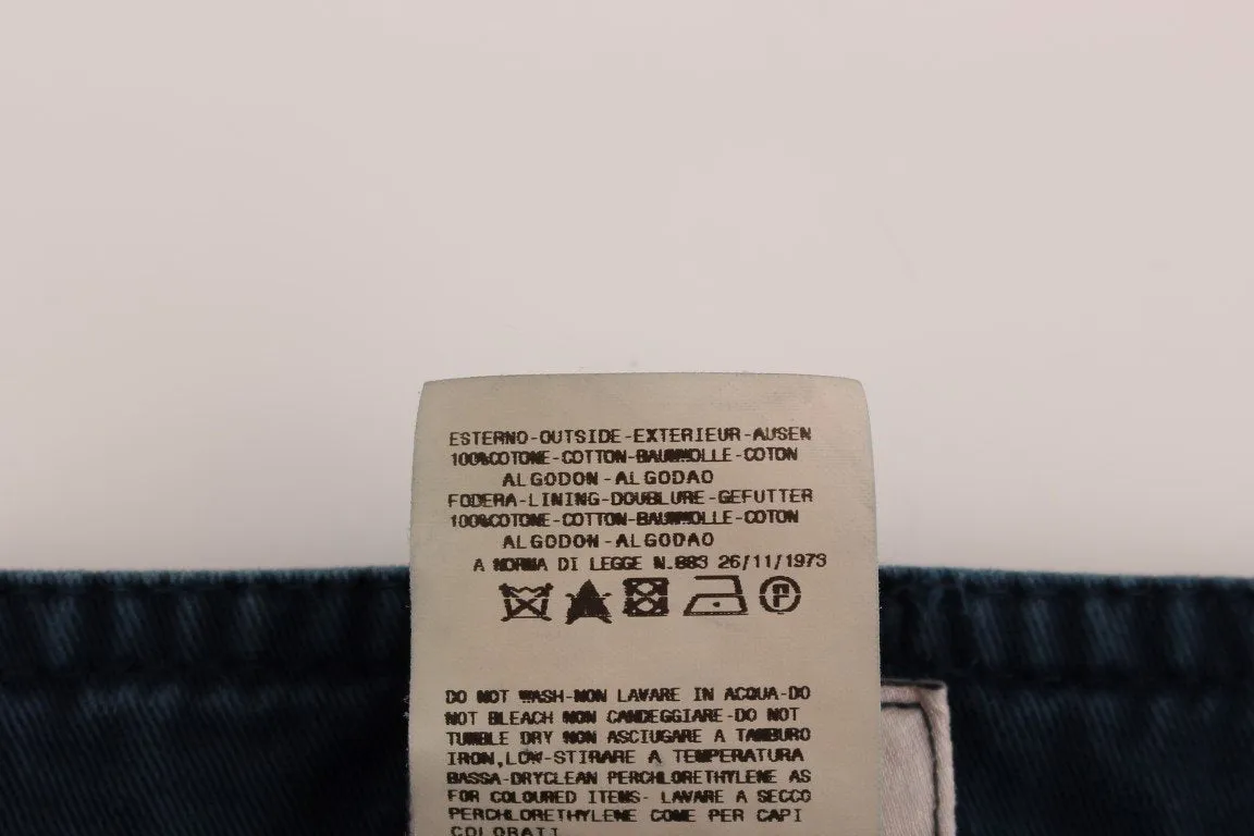 Blue Cotton Cargo Casual Pants