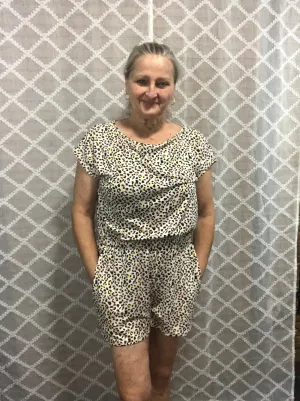 Blush and Yellow Leopard Romper
