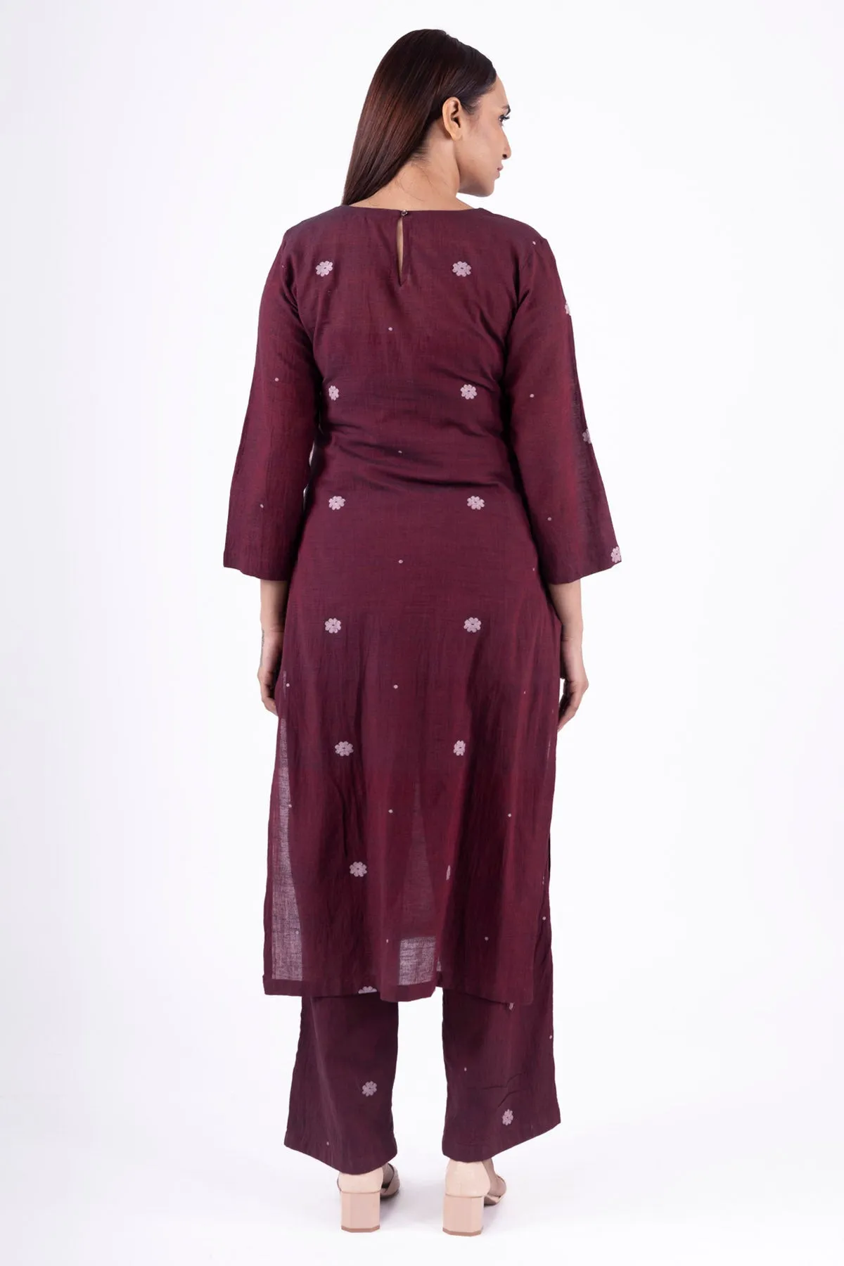Brick Red Handwoven Kurta Set
