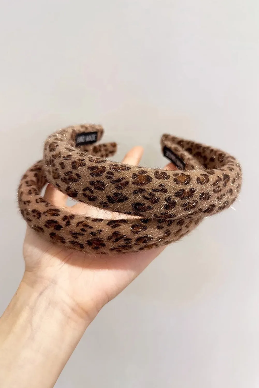 Brown Fuzzy Leopard Print Headband