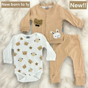Brown Teddy Bear and Bunny Set