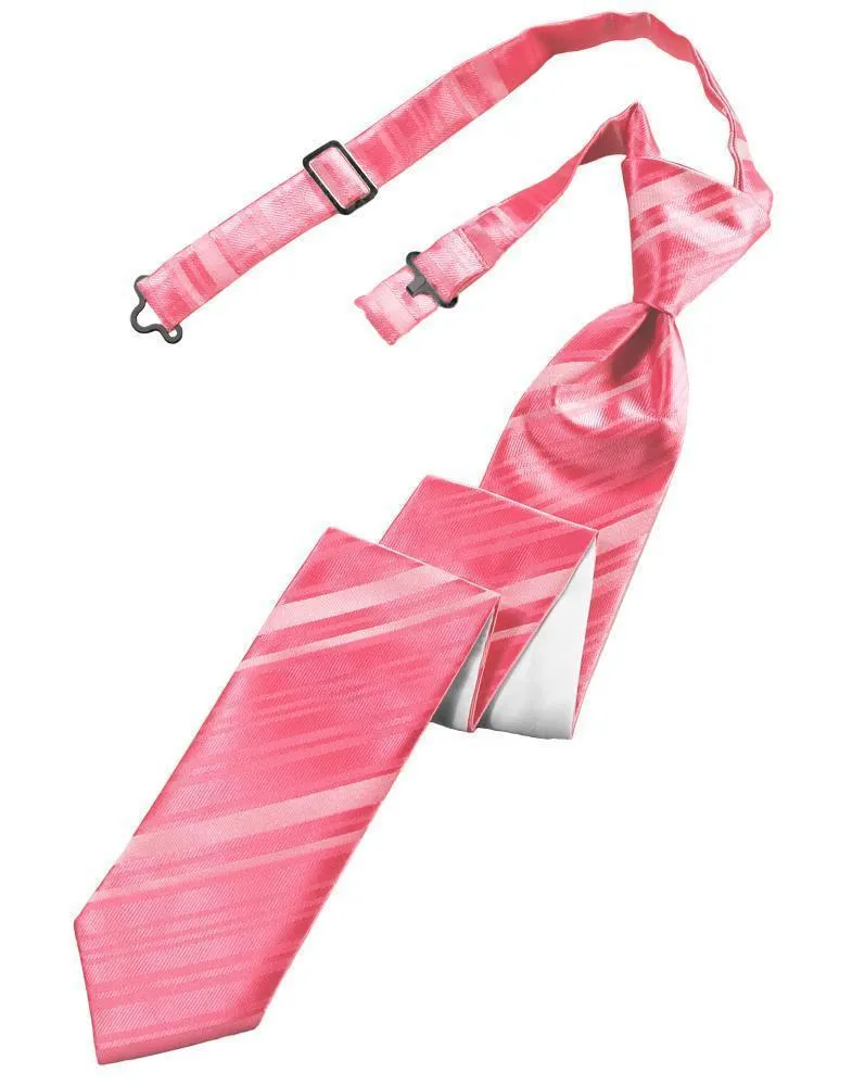 Bubblegum Striped Satin Skinny Necktie