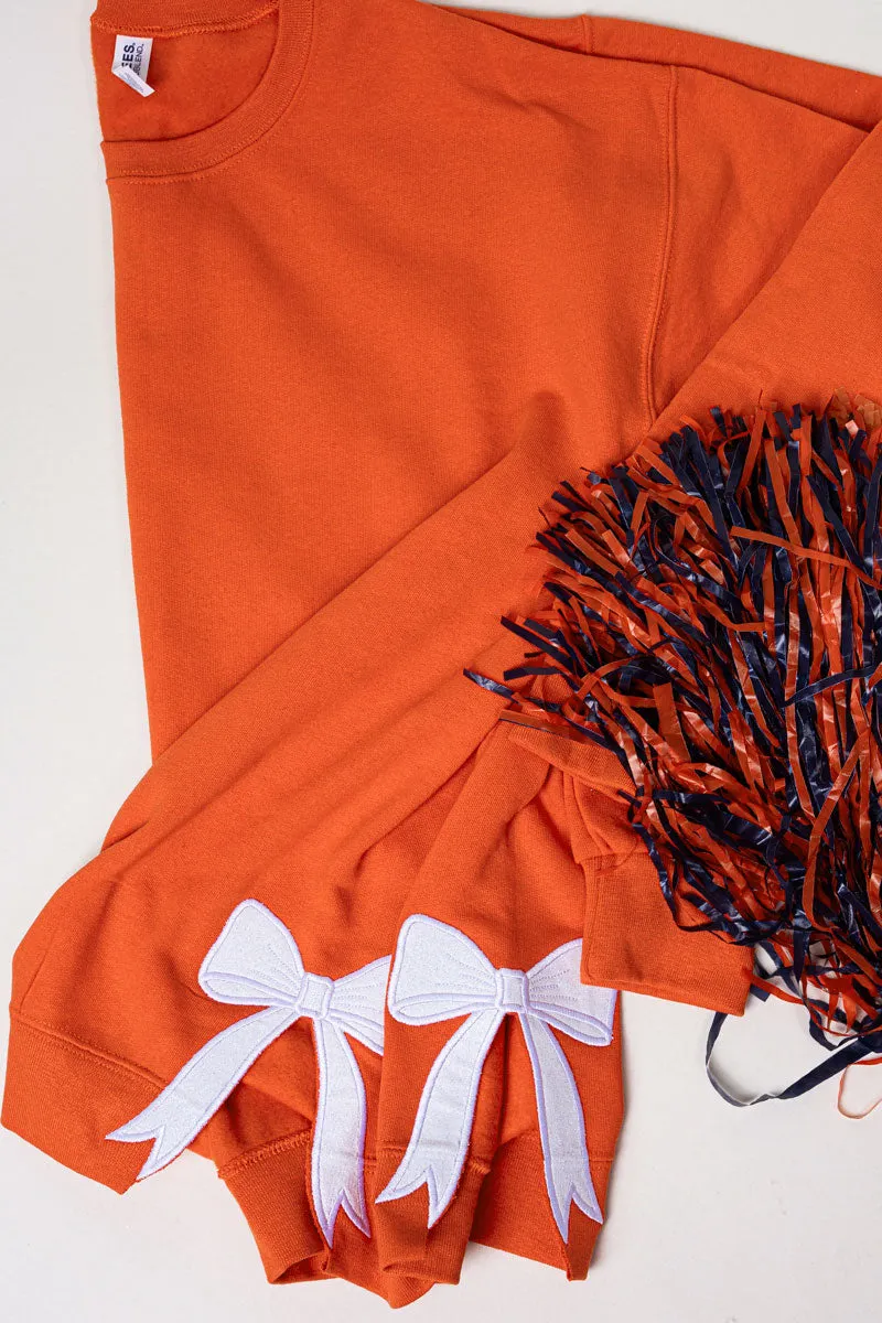 Burnt Orange You Design It Embroidered Side Bows Unisex NuBlend Crew Sweatshirt *Customize Your Text and Bows
