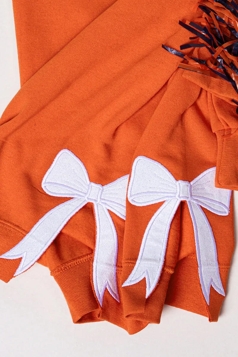 Burnt Orange You Design It Embroidered Side Bows Unisex NuBlend Crew Sweatshirt *Customize Your Text and Bows