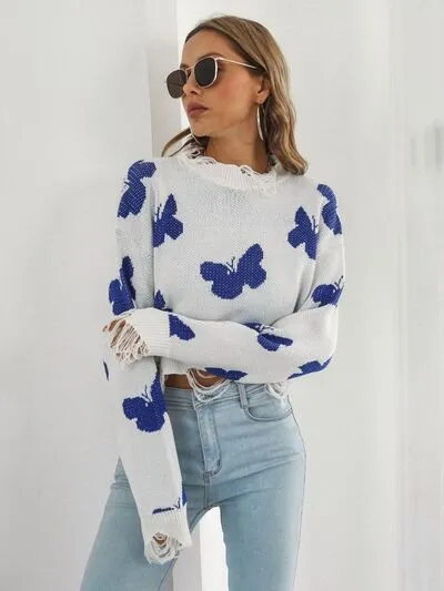 Butterfly Cropped Sweater