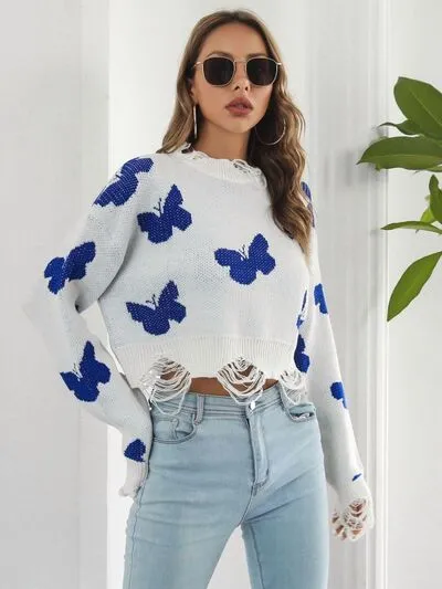 Butterfly Cropped Sweater