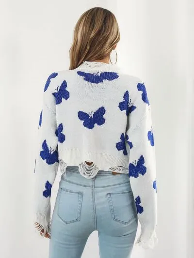 Butterfly Cropped Sweater