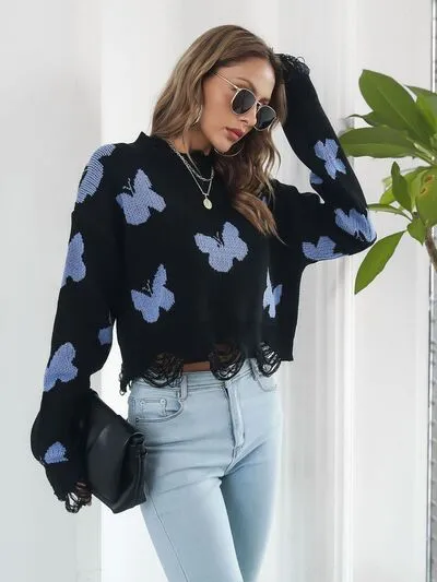 Butterfly Cropped Sweater