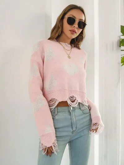 Butterfly Cropped Sweater