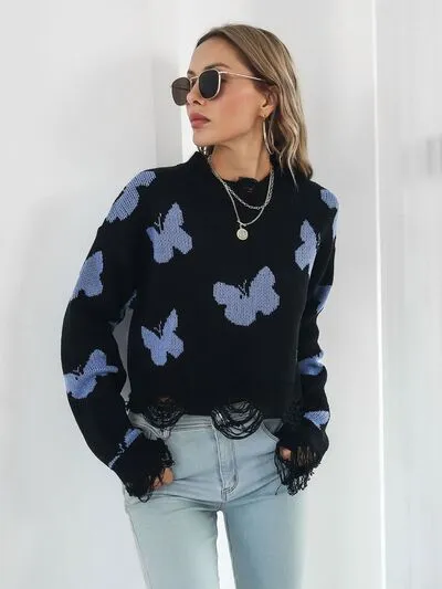 Butterfly Cropped Sweater