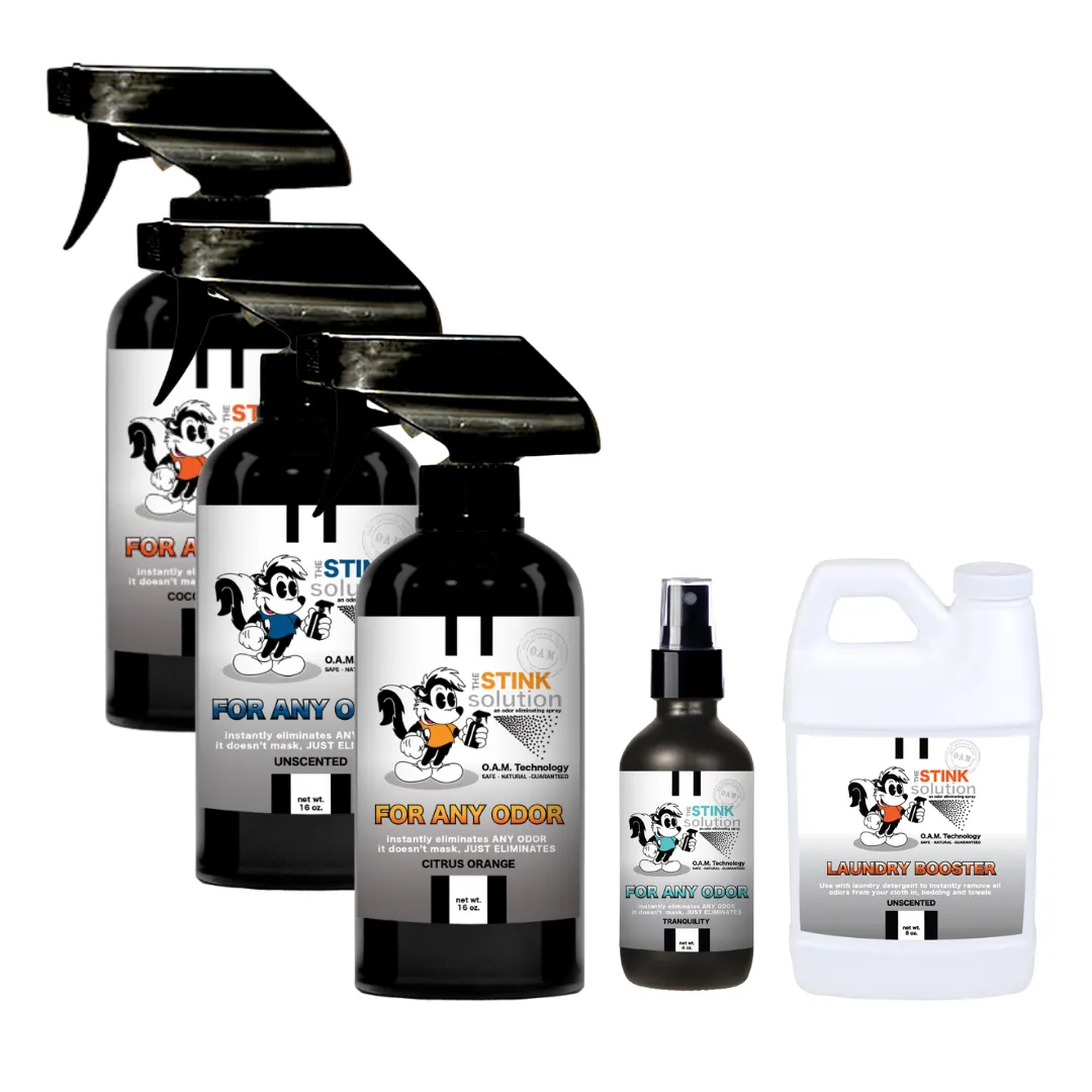 Buy 3 Get Sample Bundle FREE - 1 Unscented (16 oz), 1 Citrus Orange (16 oz), 1 Coconut Mango (16 oz), 1 Tranquility (4 oz),   1 Unscented Mini Laundry Booster | Odor Eliminating Spray