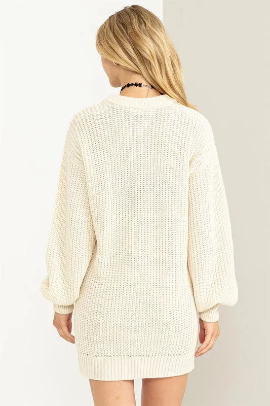 Cable-Knit Ribbed Sweater Dress