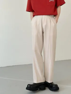 Casual Elastic Waist Suit Straight Pants