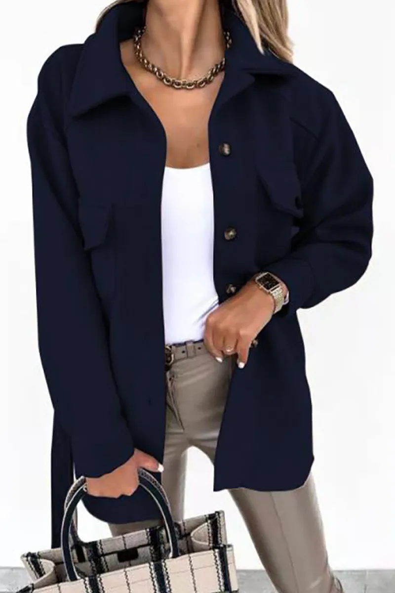 Casual Solid Patchwork Turndown Collar Outerwear(9 Colors)