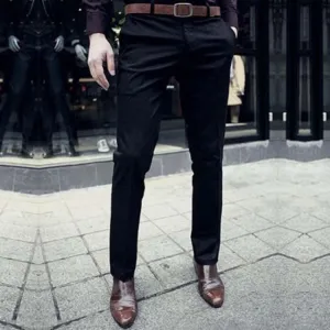 Casual Suit Pants Slim Fit trousers Cotton Pure Color Straight Type Long Pants Medium Waist western-style trousers