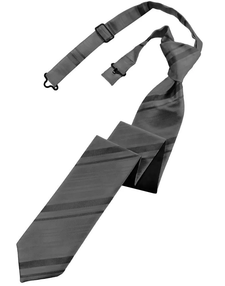 Charcoal Striped Satin Skinny Necktie