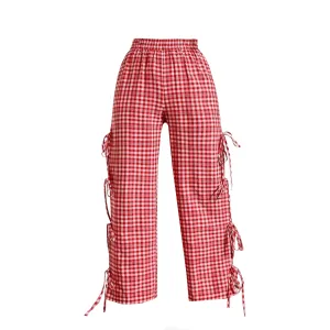 Checkered Gingham Lounge Bow Pants